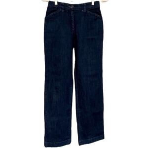 LL Bean Easy Stretch Jeans Straight Leg Dark Denim Size 6